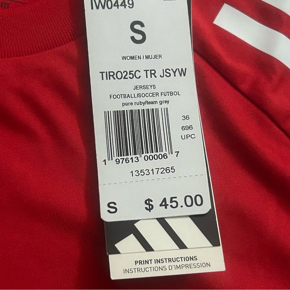 Adidas Tiro 25 Women’s Competition Training Top Soccer Jersey Red Small‎ IW0449 - Picture 4 of 8